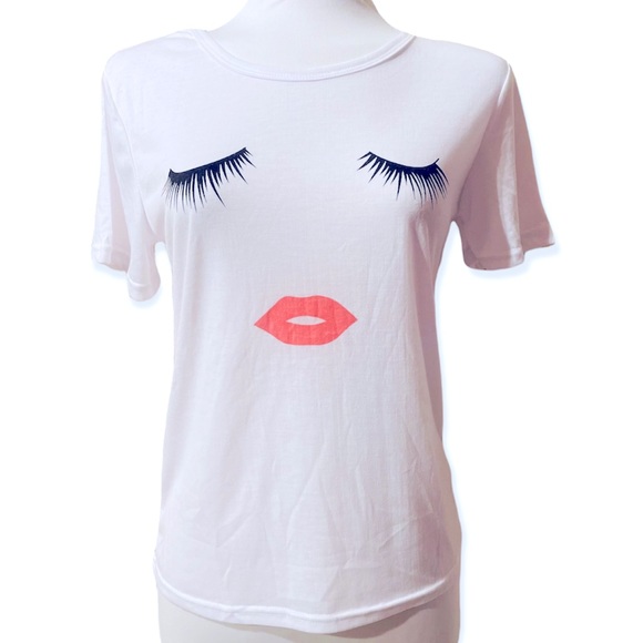 🌺EYELASH🌺T-SHIRT🌺White Women’s🌺Size M🌺Size L🌺 - Picture 2 of 3